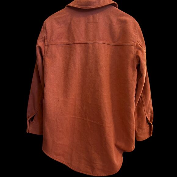 Old Navy Wool-Blend Shacket Rust Orange Midweight Flap Pockets Layering Western - Picture 3 of 6
